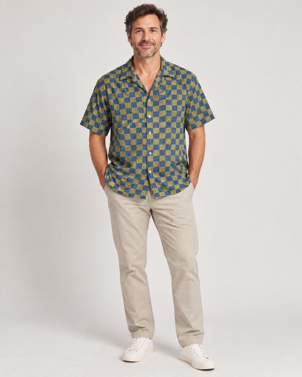Kennington Ltd Men’s Medium Blue Yellow Check Shirt 42" Chest Cotton